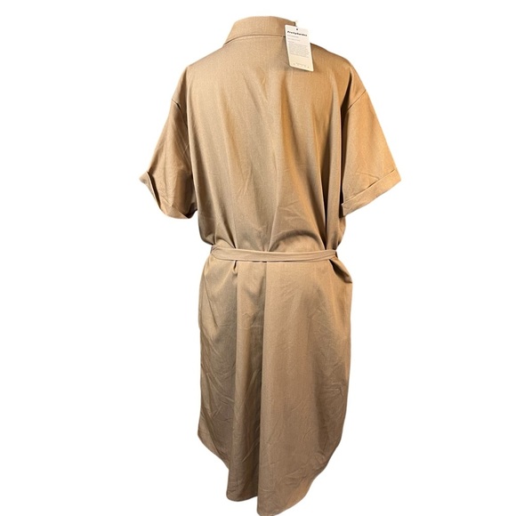 Pretty garden- Stylish Tan Button-Up Shirt Dress XXL NWT - Picture 3 of 12
